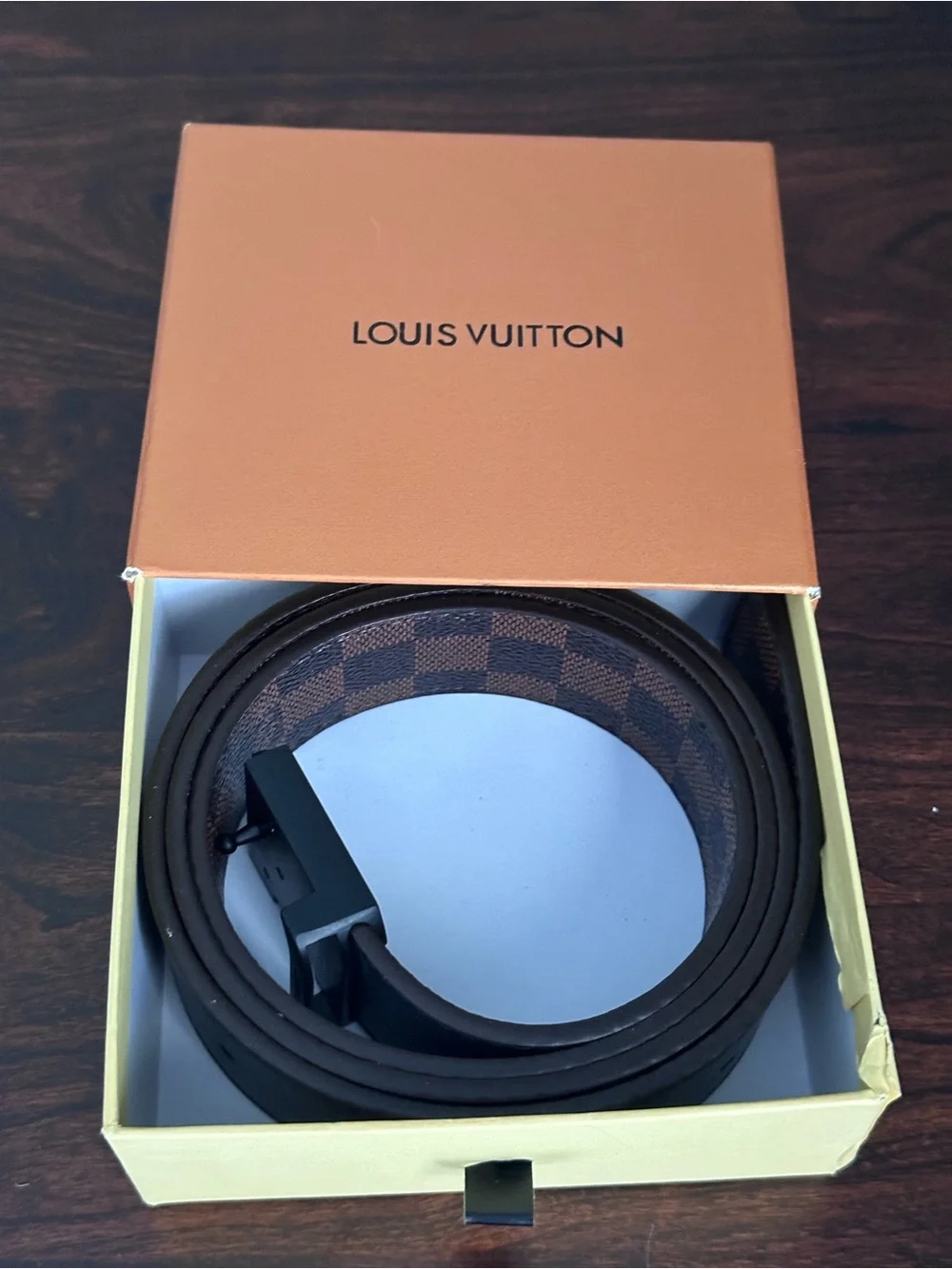 Louis Vuitton Initiales M9213 Belt 125/50 Black Leather Silver LV Buckle + Box